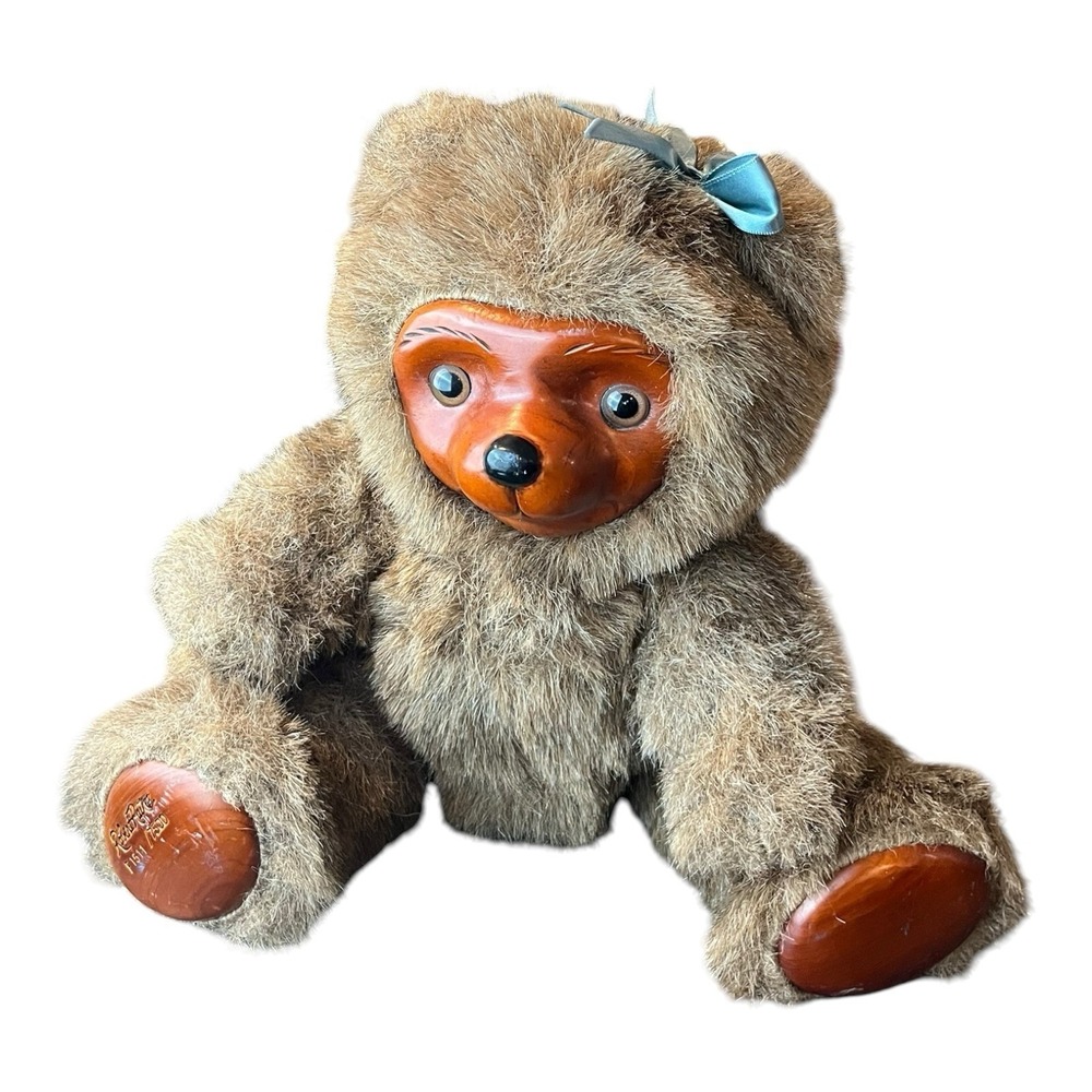Vtg Robert Raikes Wood Face Plush Brown Teddy Bear Sherwood #1511 Applause 1985